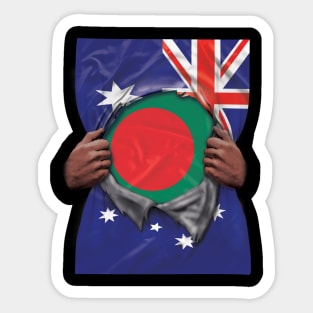 Bangladesh Flag Australian Flag Ripped Open - Gift for Bengali From Bangladesh Sticker